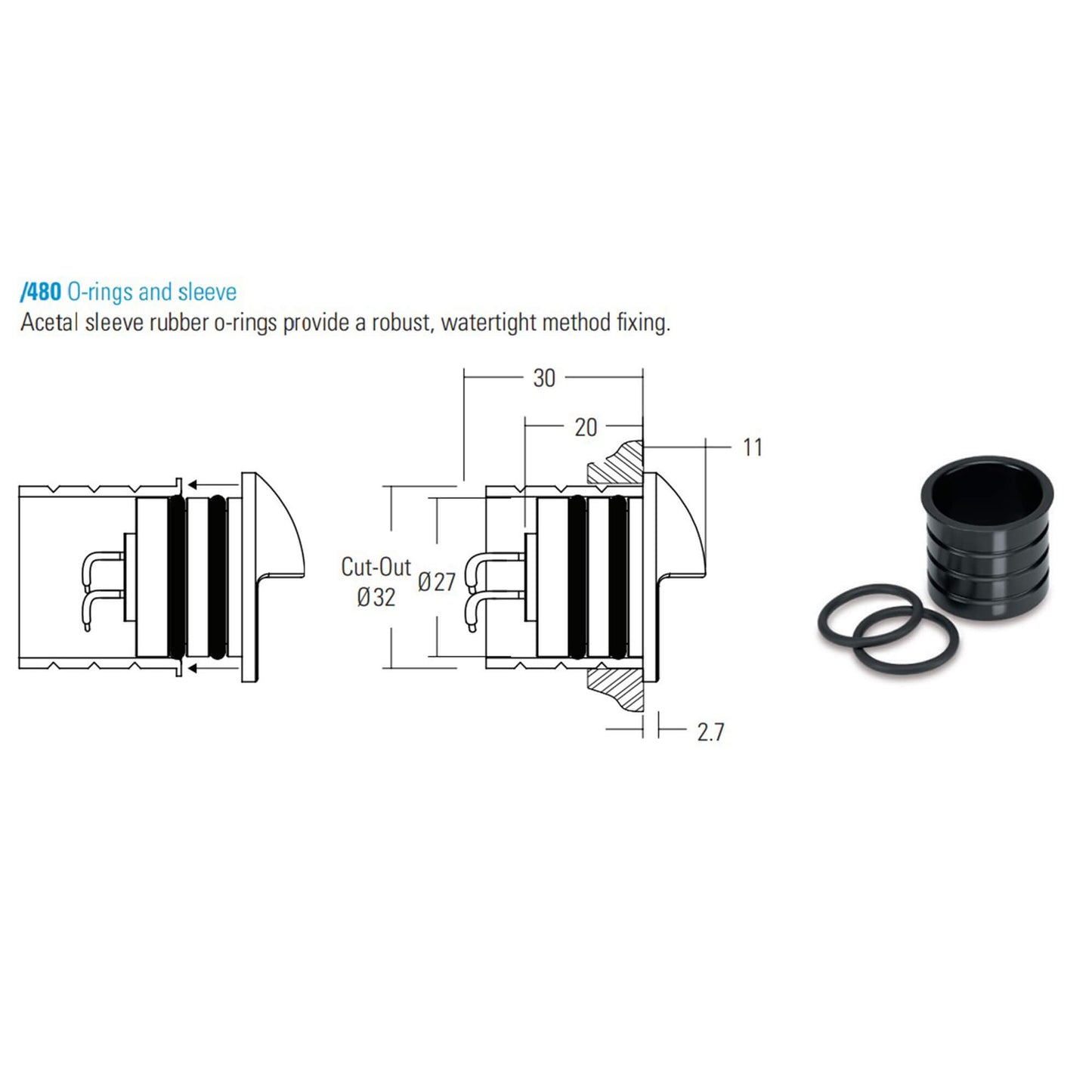 LD42D - Semi recessed domed wall light