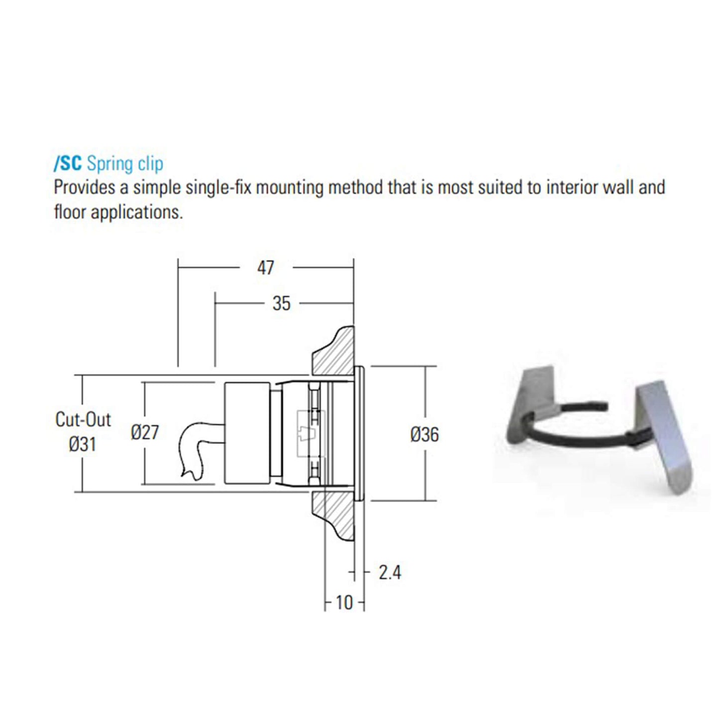 LD44Y - low glare miniature recessed wall light
