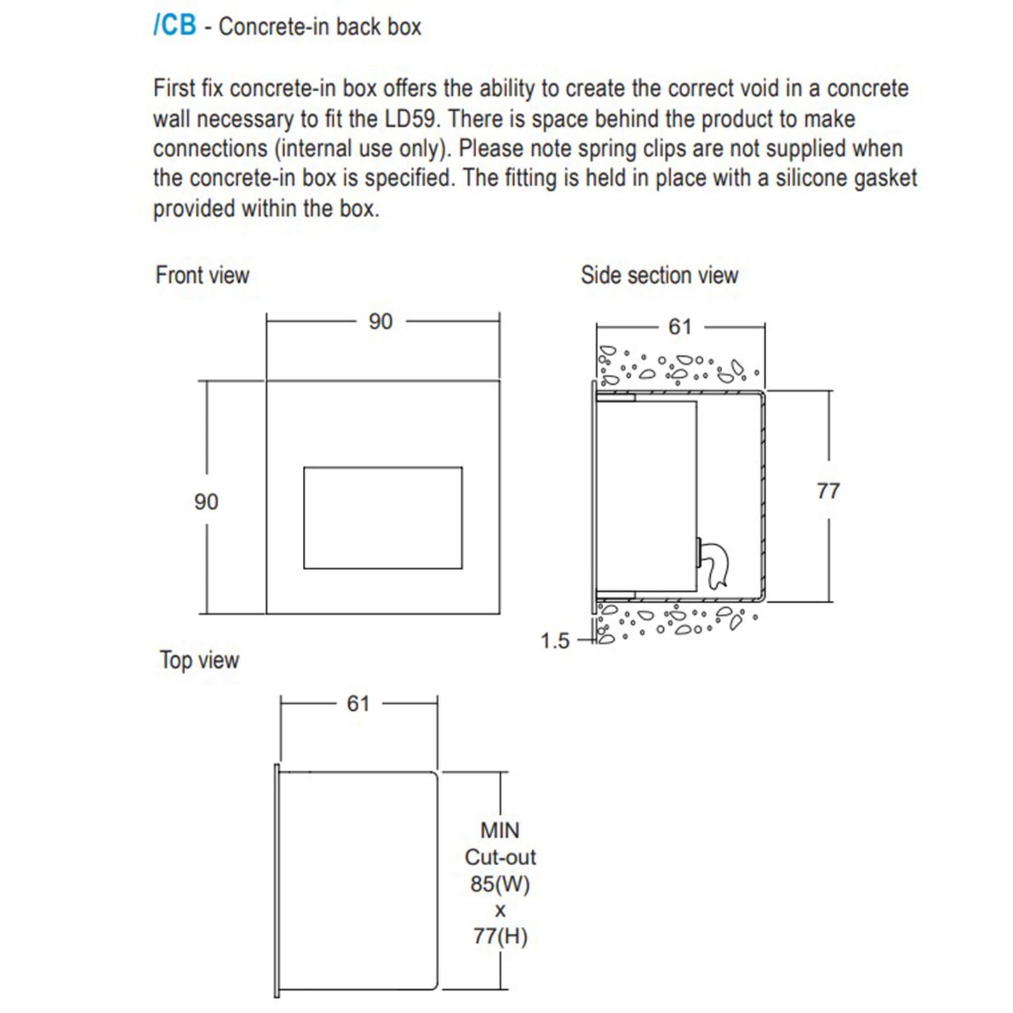 LD59 - square bezel recessed wall light