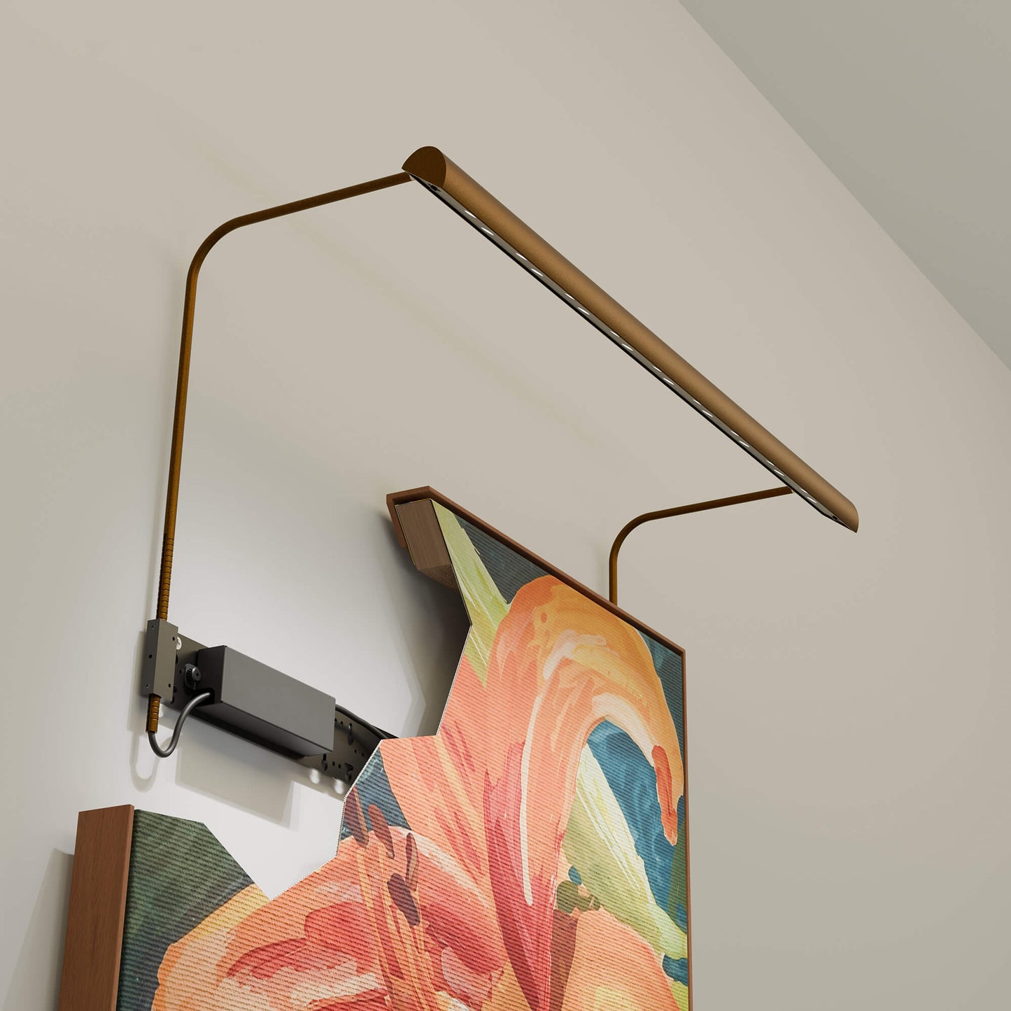 ArtView two with a cutaway piece of artwork, showin the bracing bar and integral driver mounted on the bracing bar.