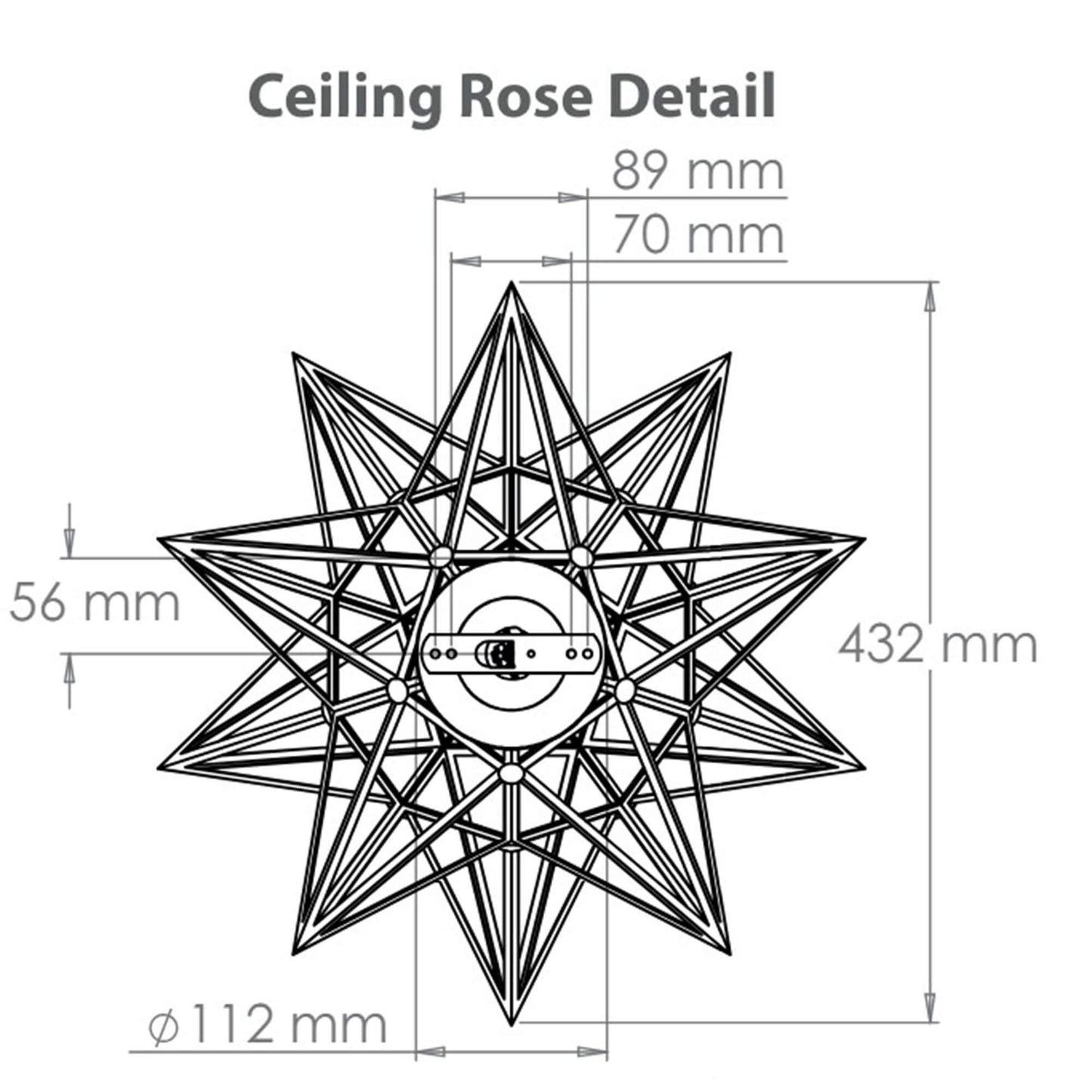 Star medium ceiling rose dimensions