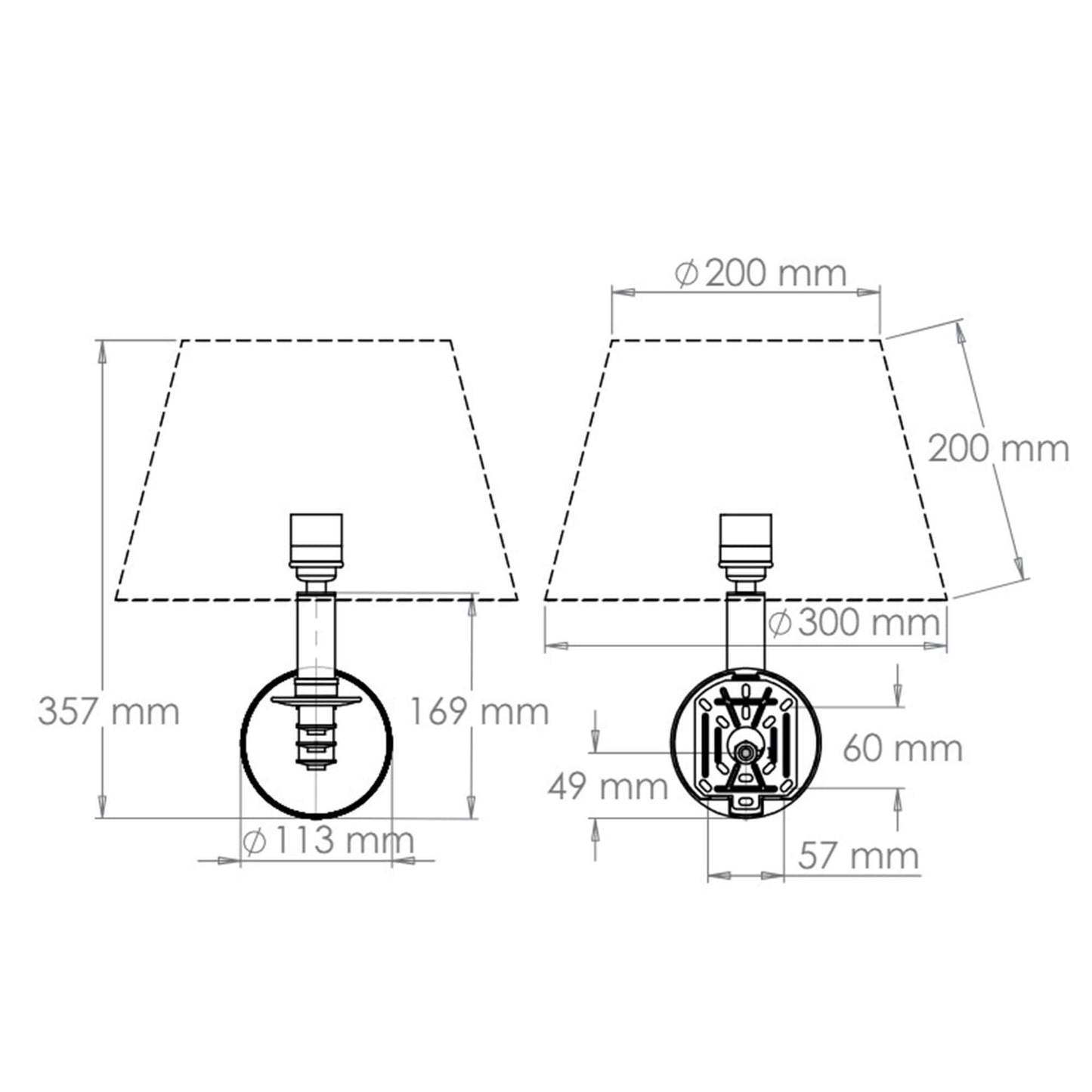 Cromer 2 arm wall light dimensions