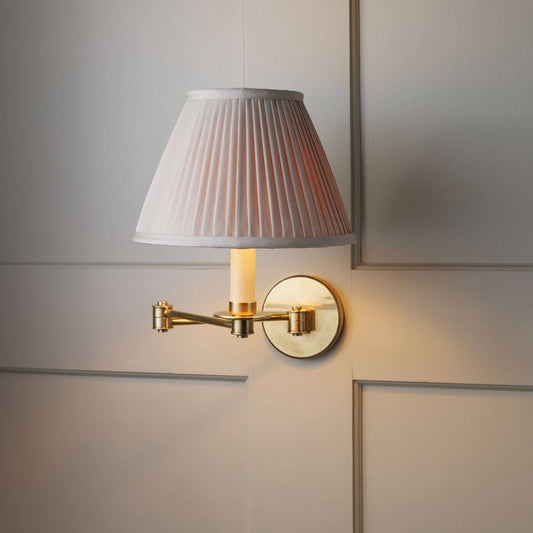 Cromer swing arm wall light with 2 arms in brass with shade