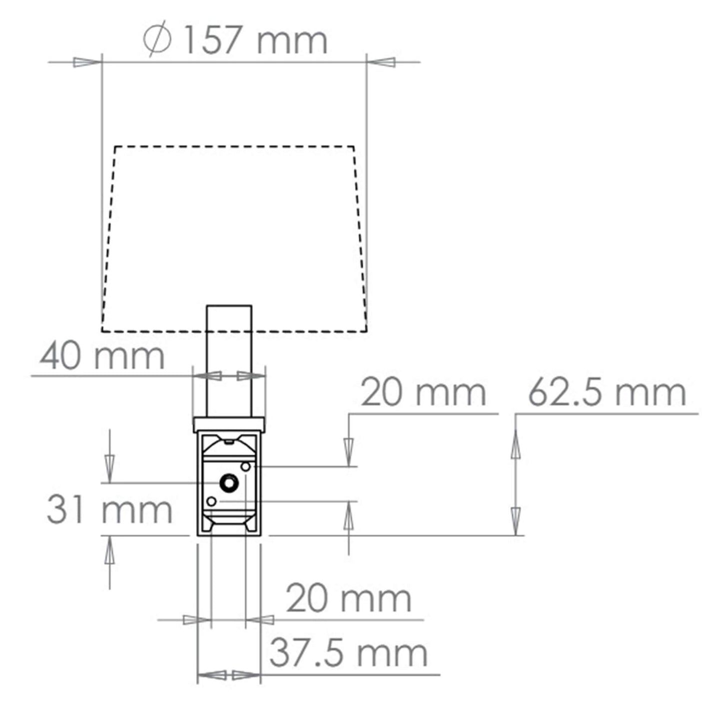 Fixed library wall light dimensions