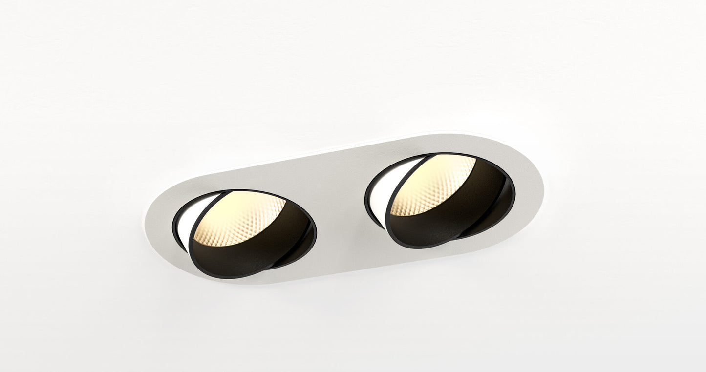 Dino Twin adjustable LED downlight in white ceiling