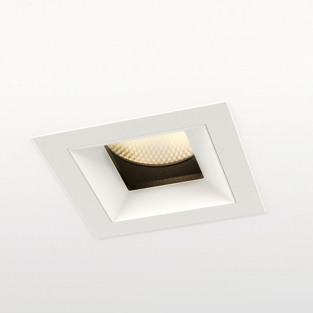 Riva Adjustable square LED downlight in a white ceiling