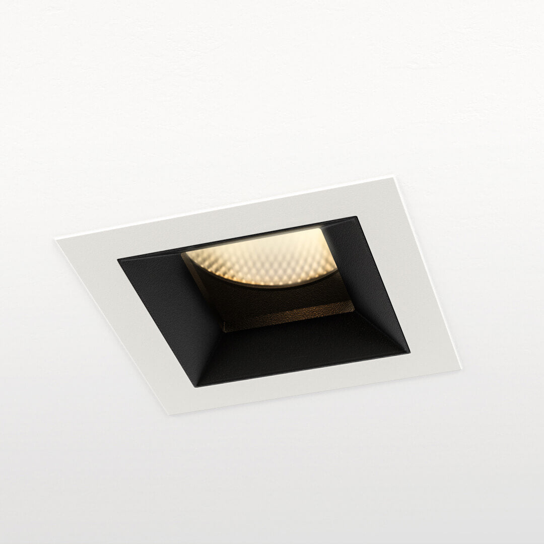 Vira Adjustable square LED downlight in white ceiling