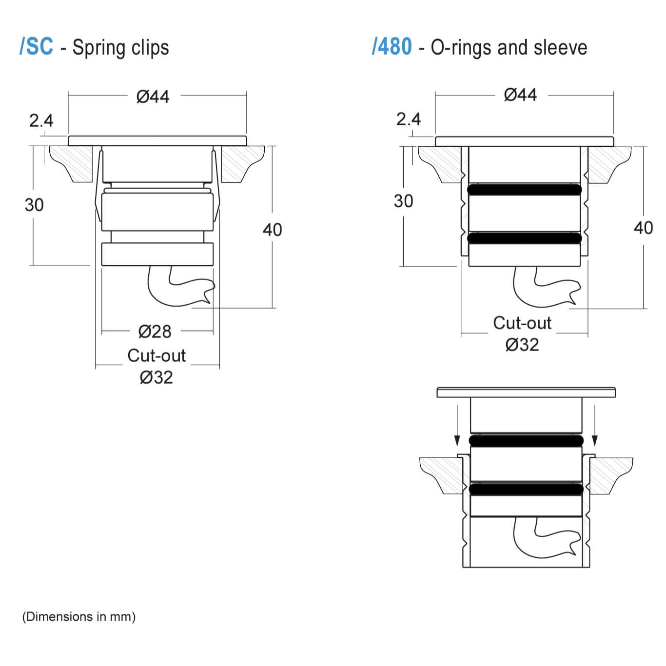 LD60 dimensions and fixing methods