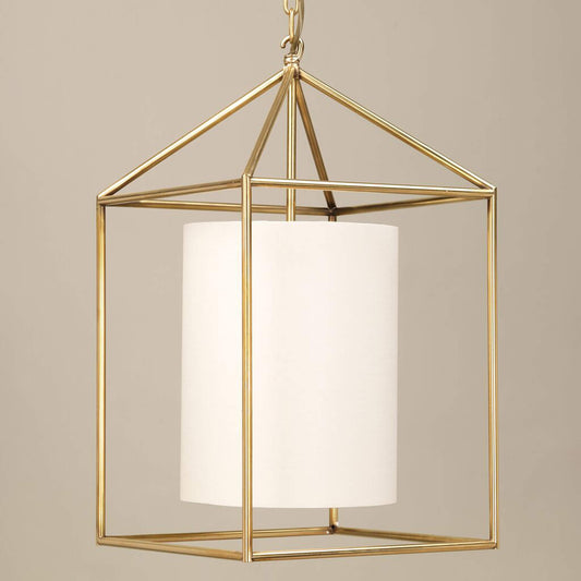 Ladbroke lantern in brass with lily linen shade