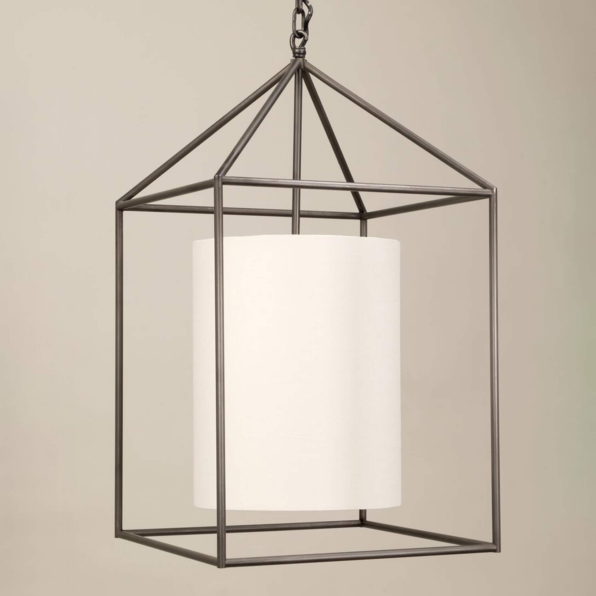 Ladbroke lantern in bronze with lily linen shade