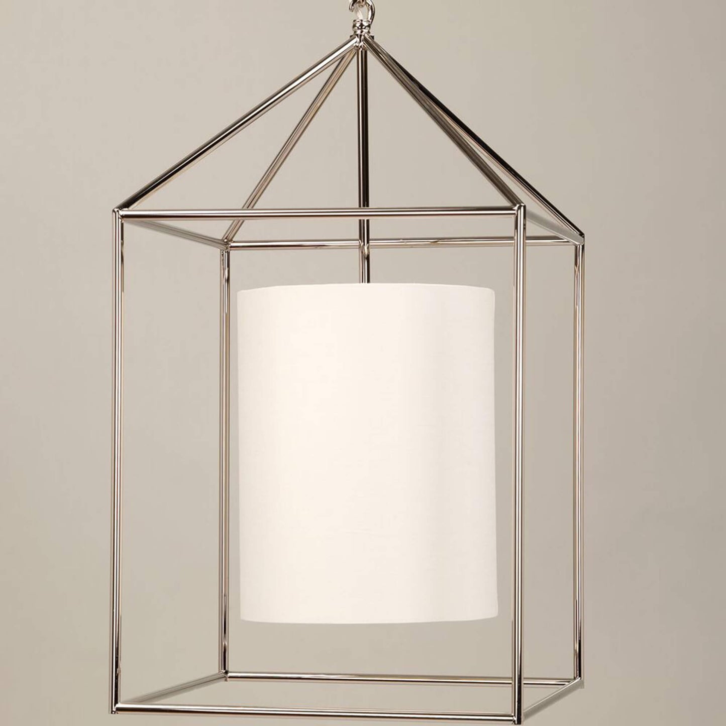 Ladbroke lantern in nickel with lily linen shade