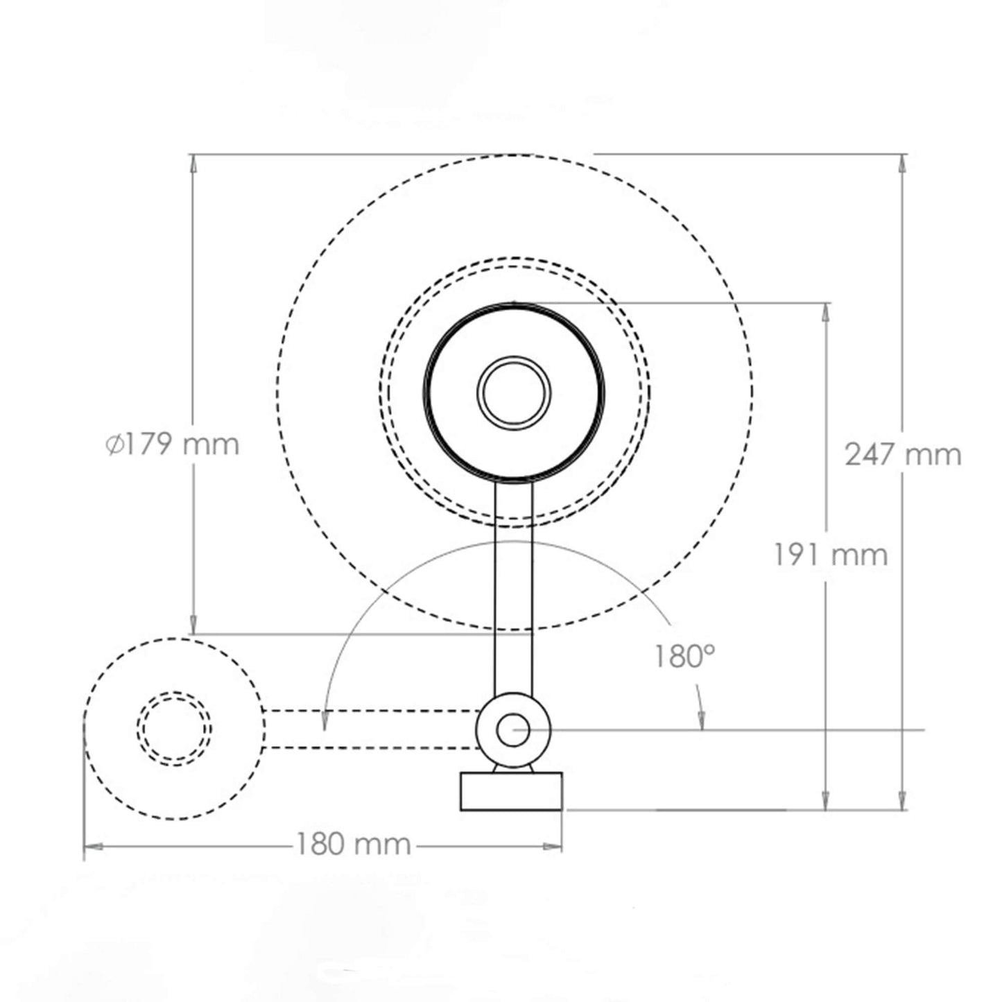 Library single arm wall light dimensions from above