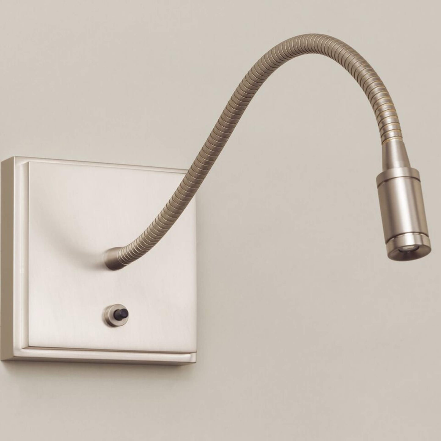 Malden brushed nickel LED reading light with metal arm