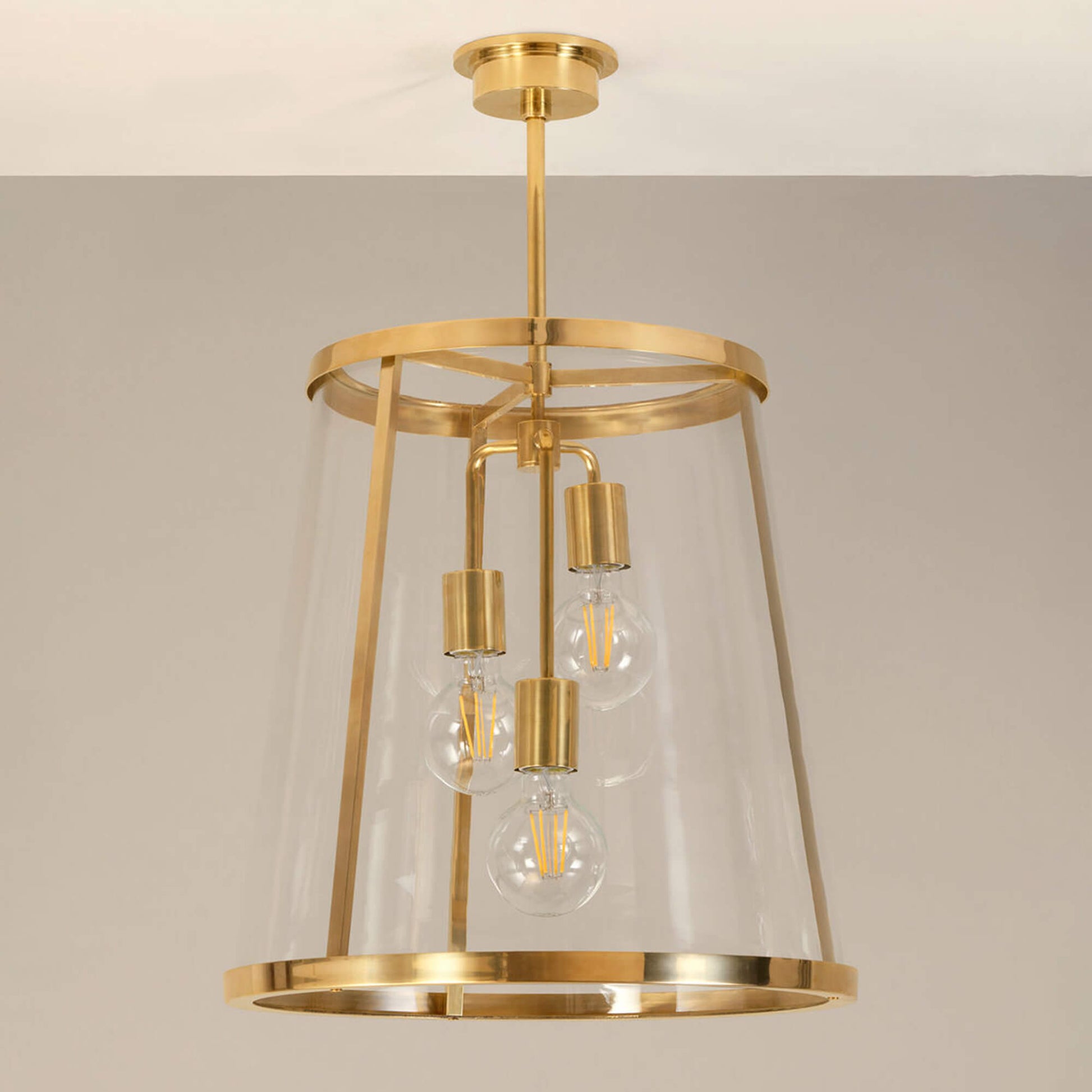 Large Petworth lantern with 3 lamp holders in brass