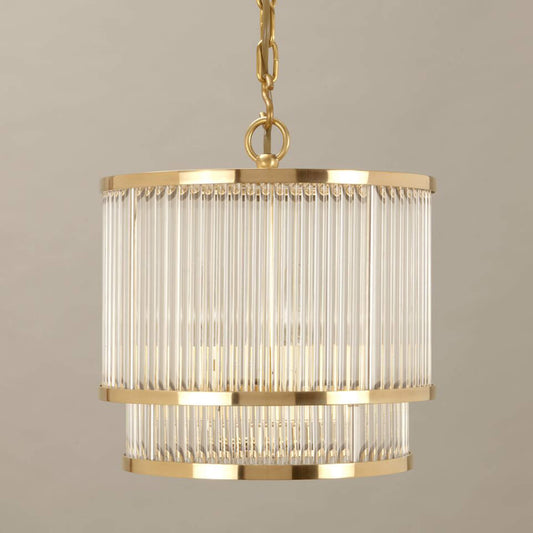 Ripon glass chandelier with brass metal trim