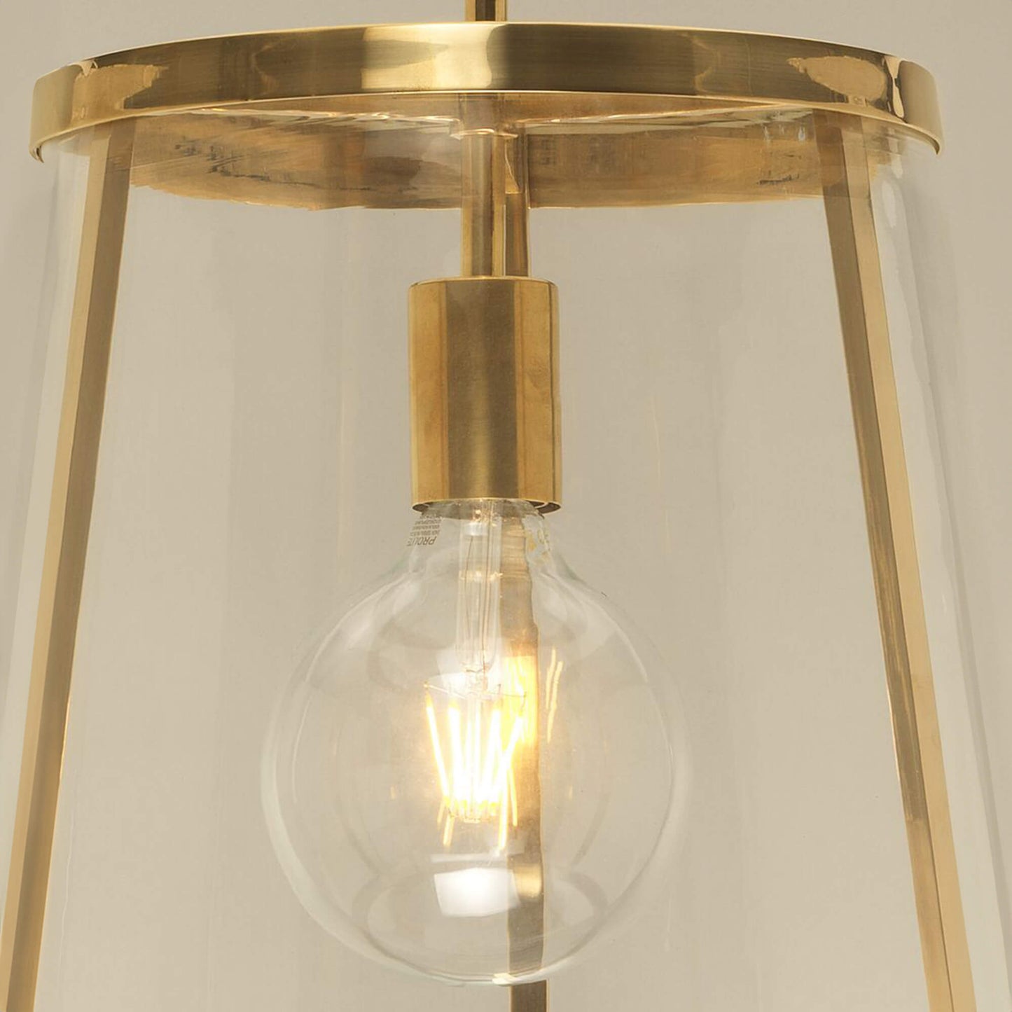 Close up of small Petworth lantern in brass