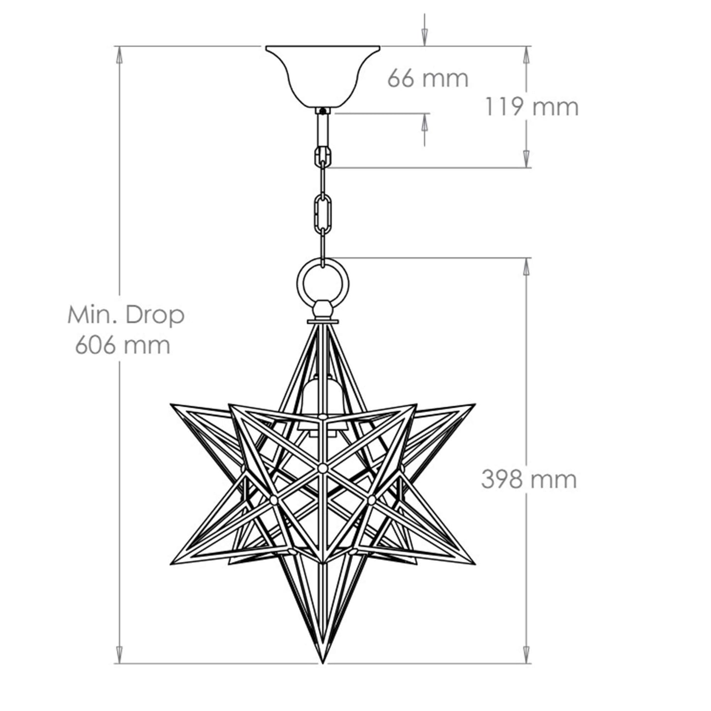 Small star pendant dimensions 