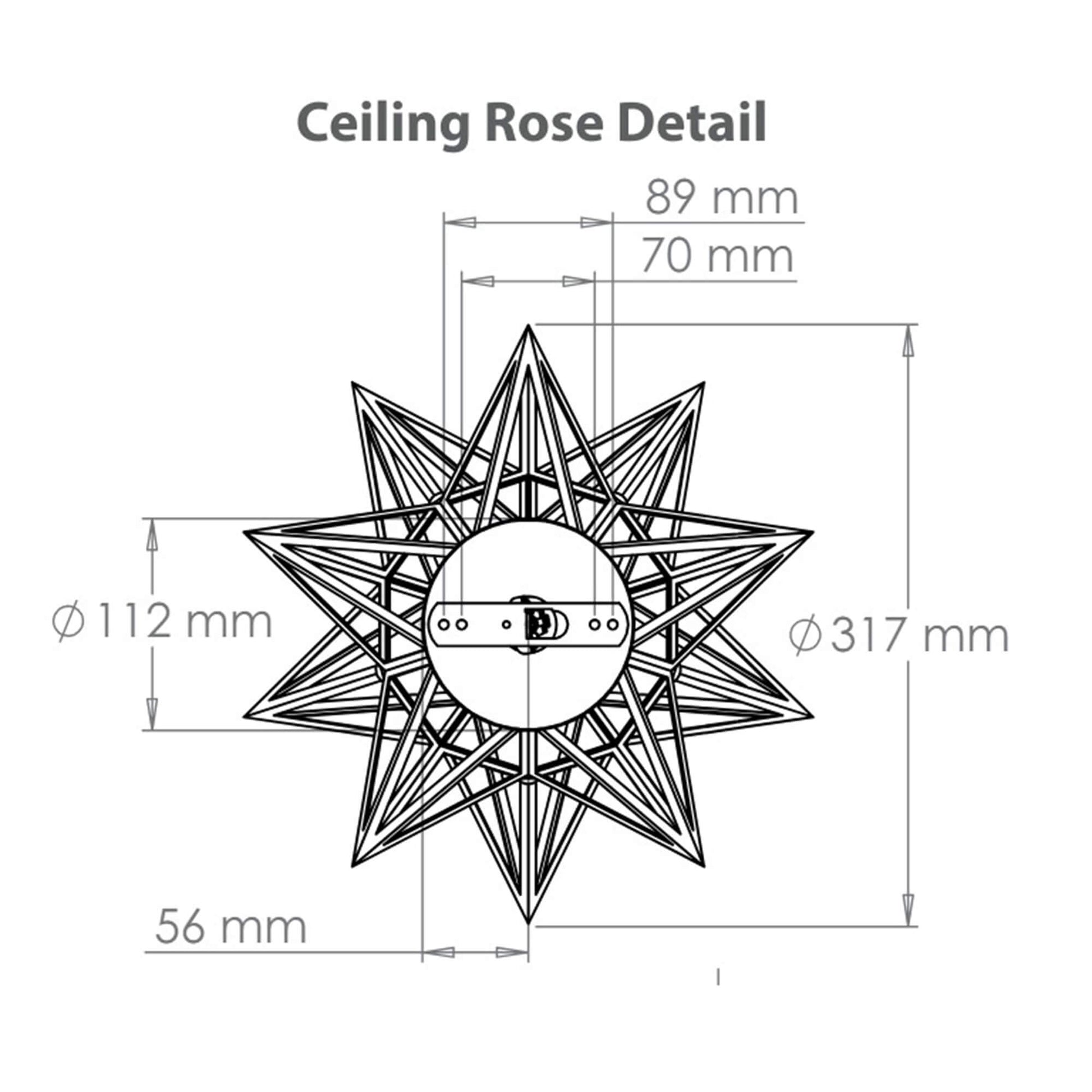 Small star pendant ceiling rose details