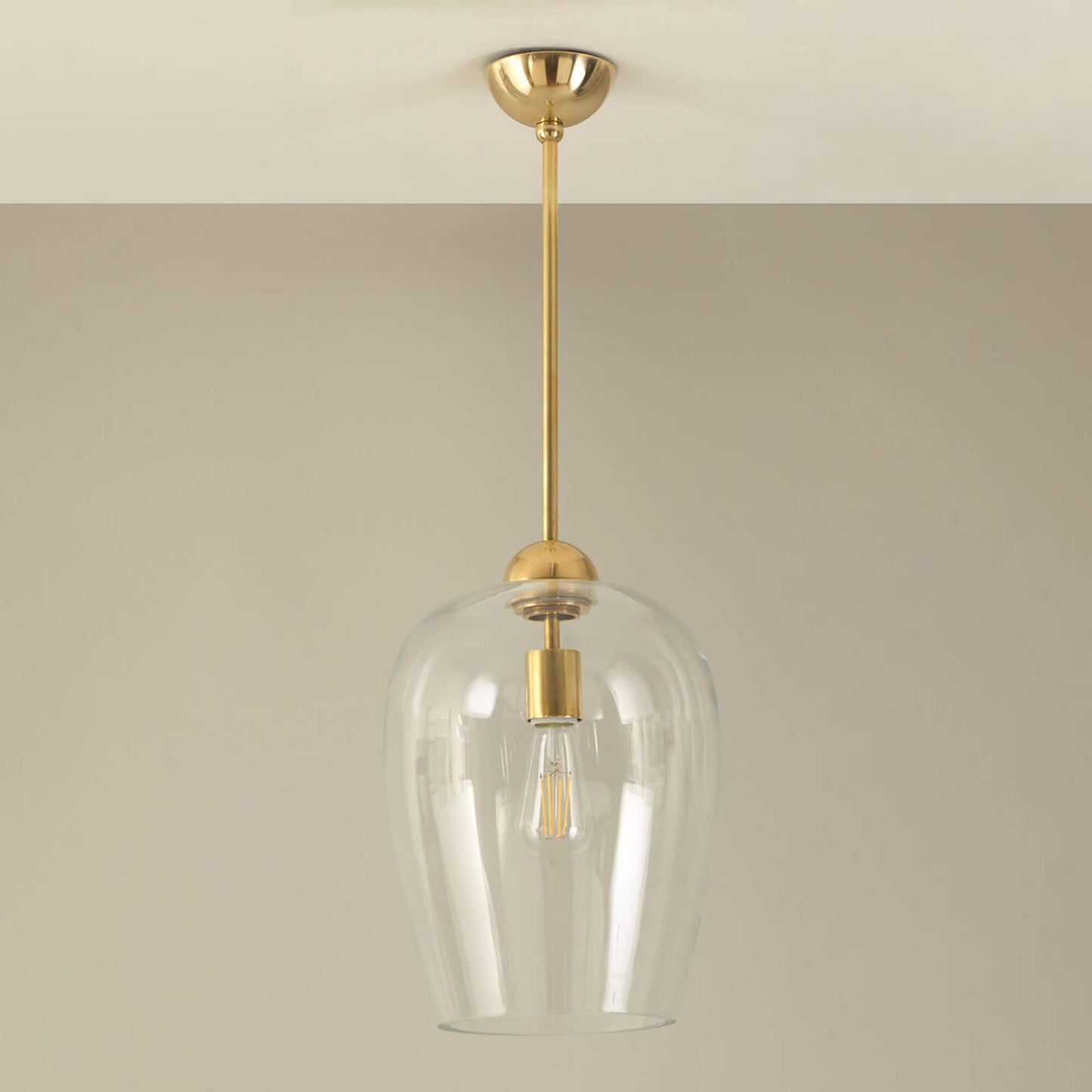 Stepney pendant in brass with filament style lamp