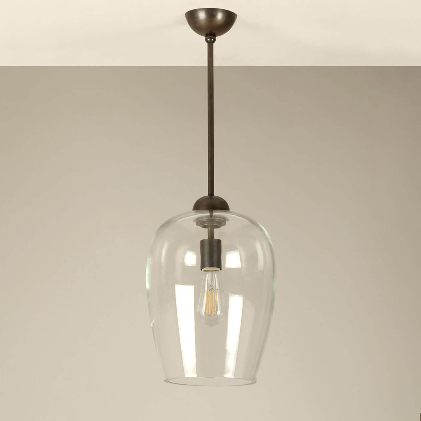 Stepney pendant in bronze with filament style lamp