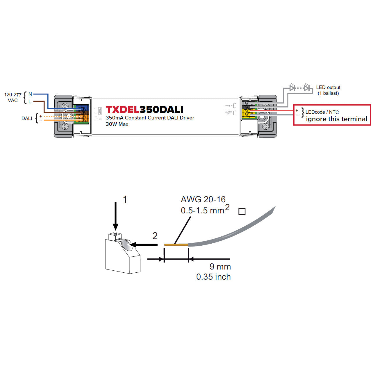 TXDEL350/500/700 DALI dimmable constant current driver