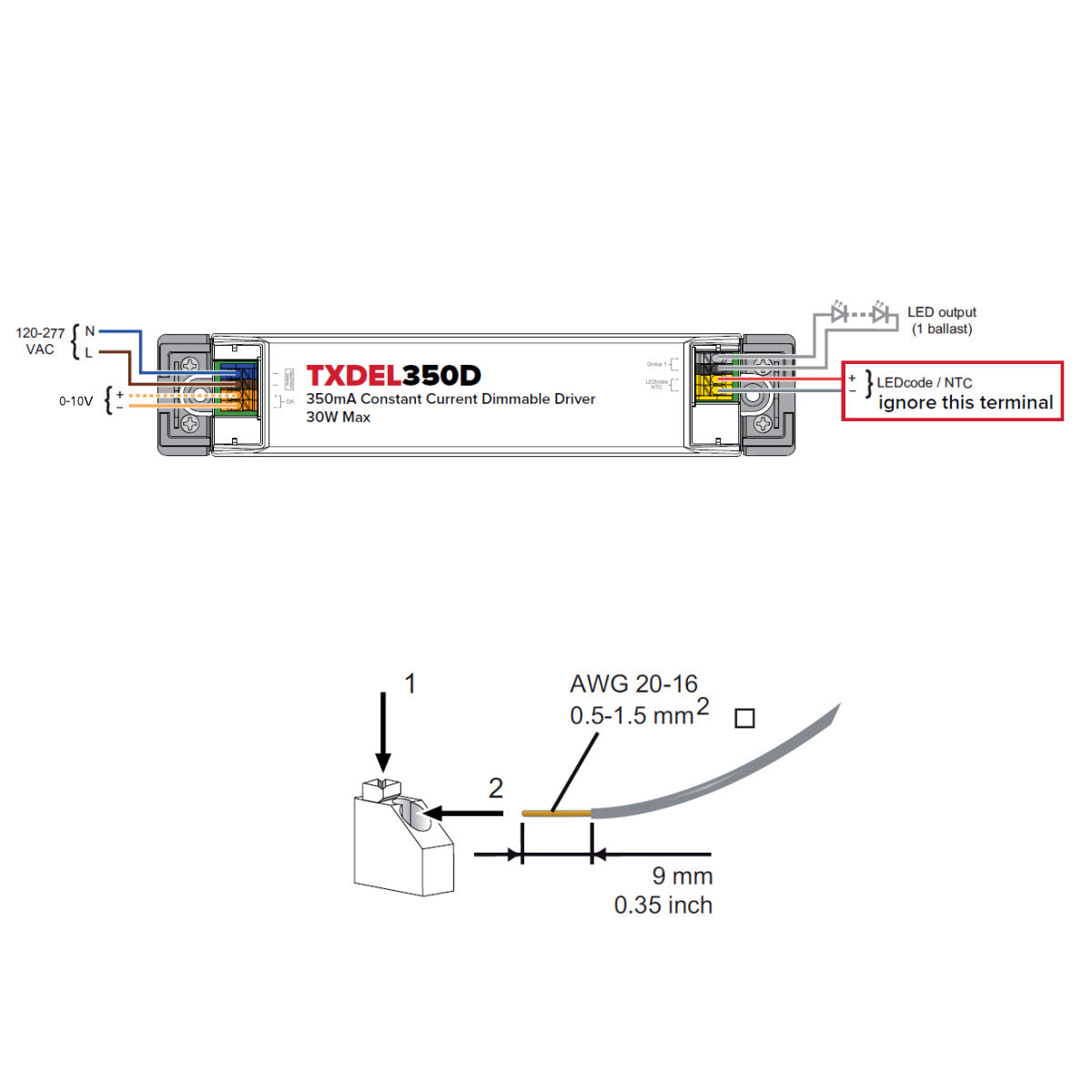 TXDEL350/500/700D - 0-10V dimmable constant current driver