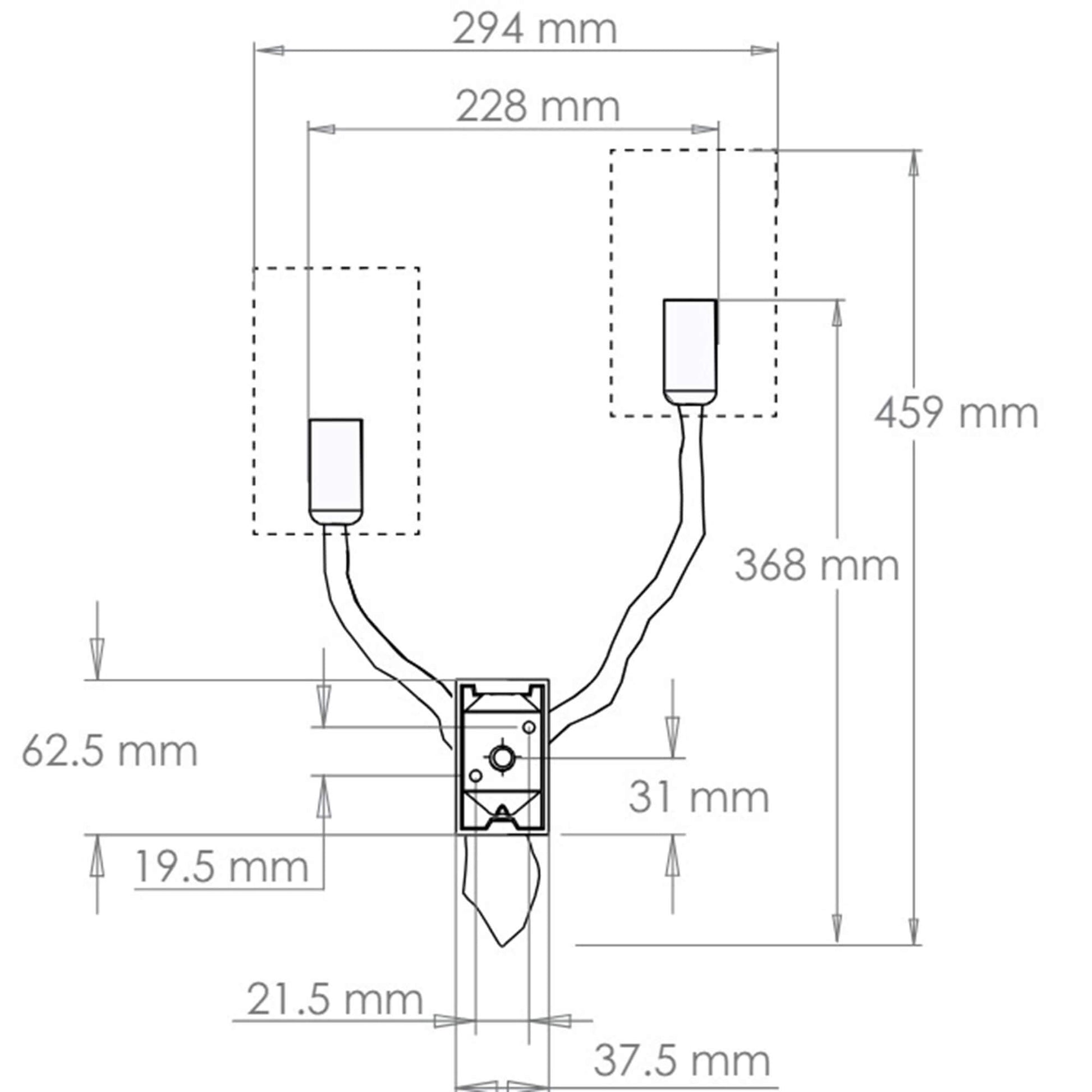 Twig 2 arm wall light with narrow back plate dimensions