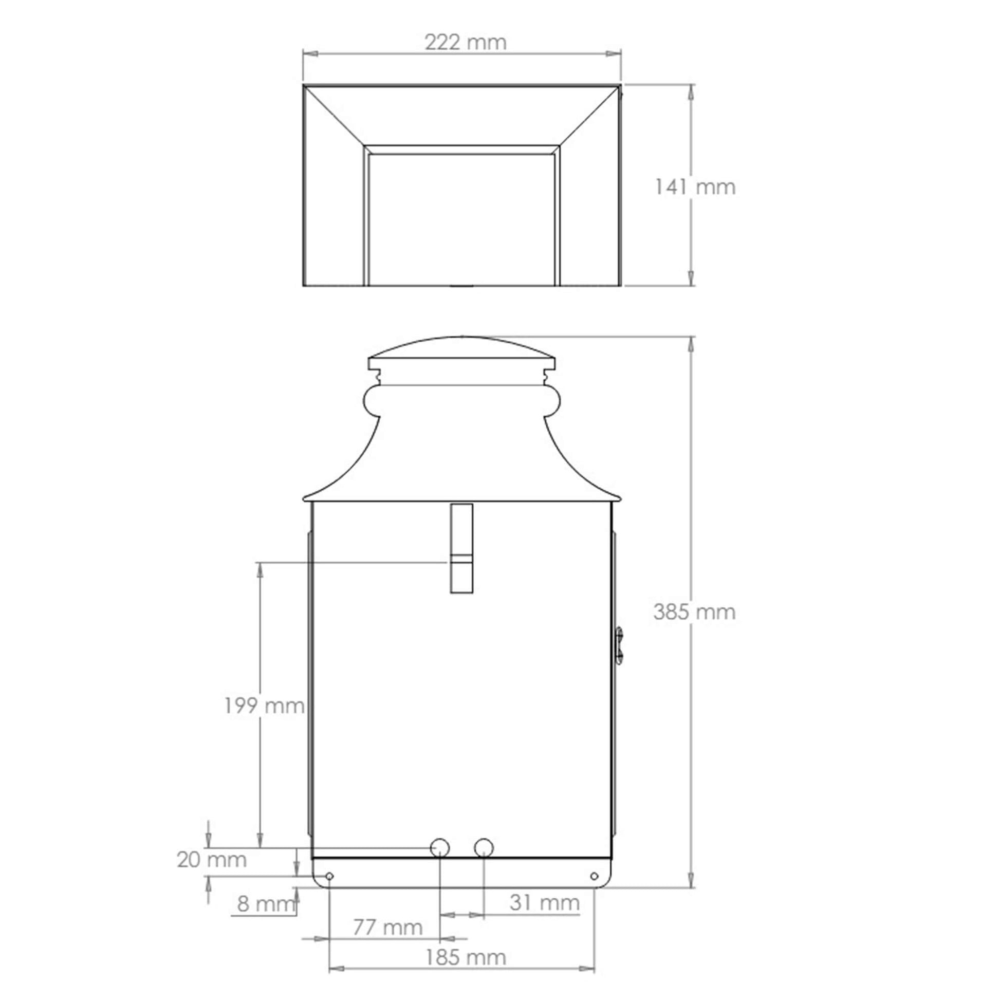 Small Valencay external wall lantern dimensions