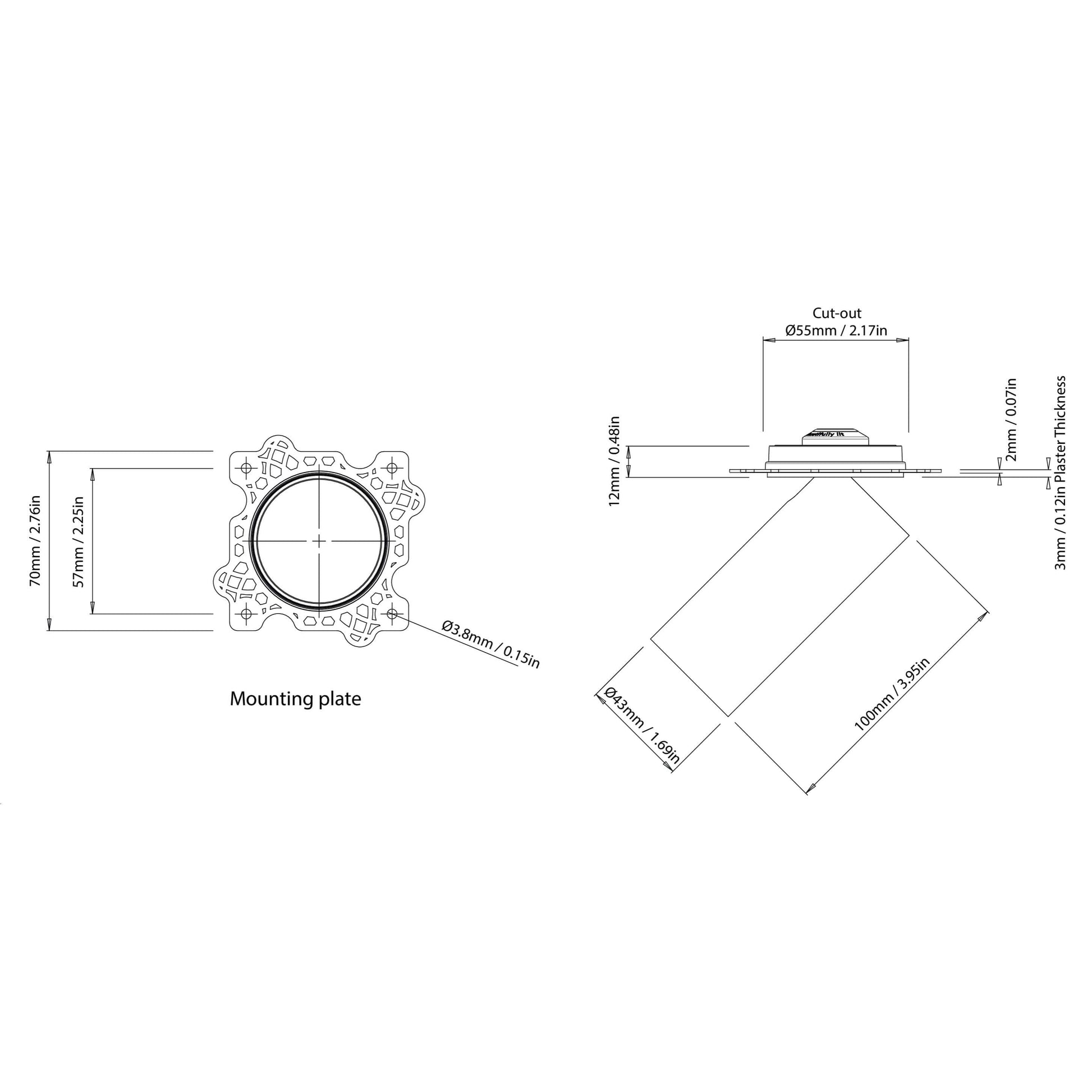 Cloud Mini Trimless dimensions